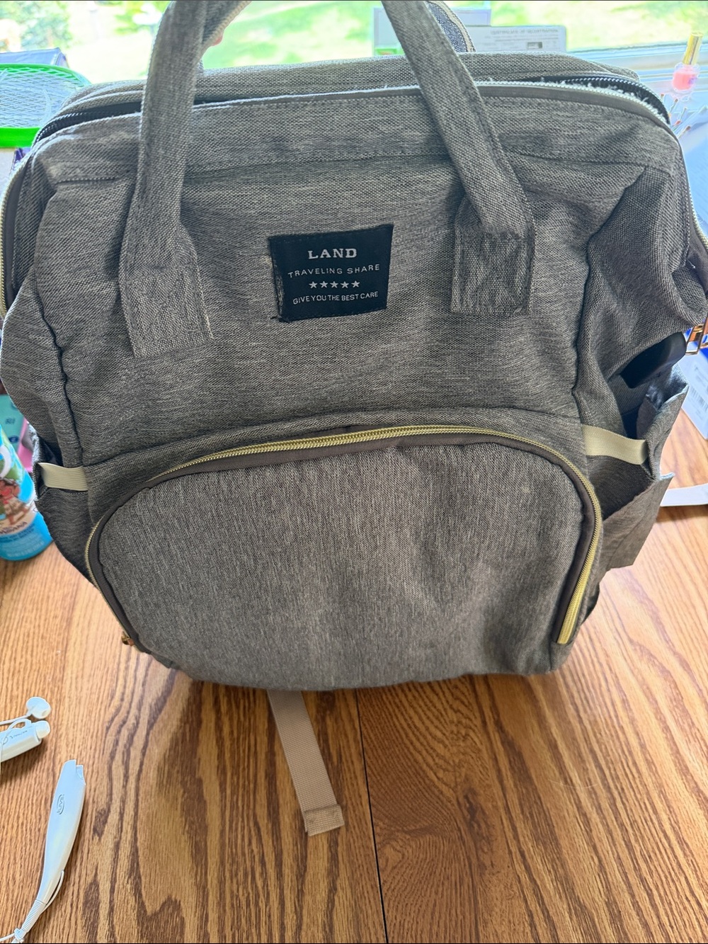 LAND Gray Everyday Travel Backpack with Front Pocket